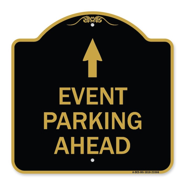 Signmission Designer Series Sign Parking Sign & Post Kit, Black & Gold Aluminum Sign, 18" x 18", BG-1818-23366 A-DES-BG-1818-23366 - main